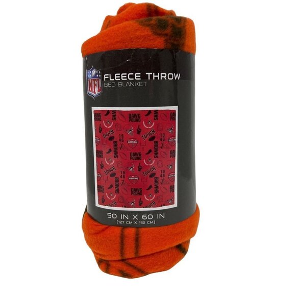 NEW! NFL Cleveland Browns Football Dawg Pound Fleece Throw Blanket 50" x 60" - Picture 1 of 3